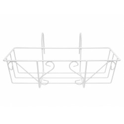 Suport jardiniera metalic cu agatatori, design elegant alb
