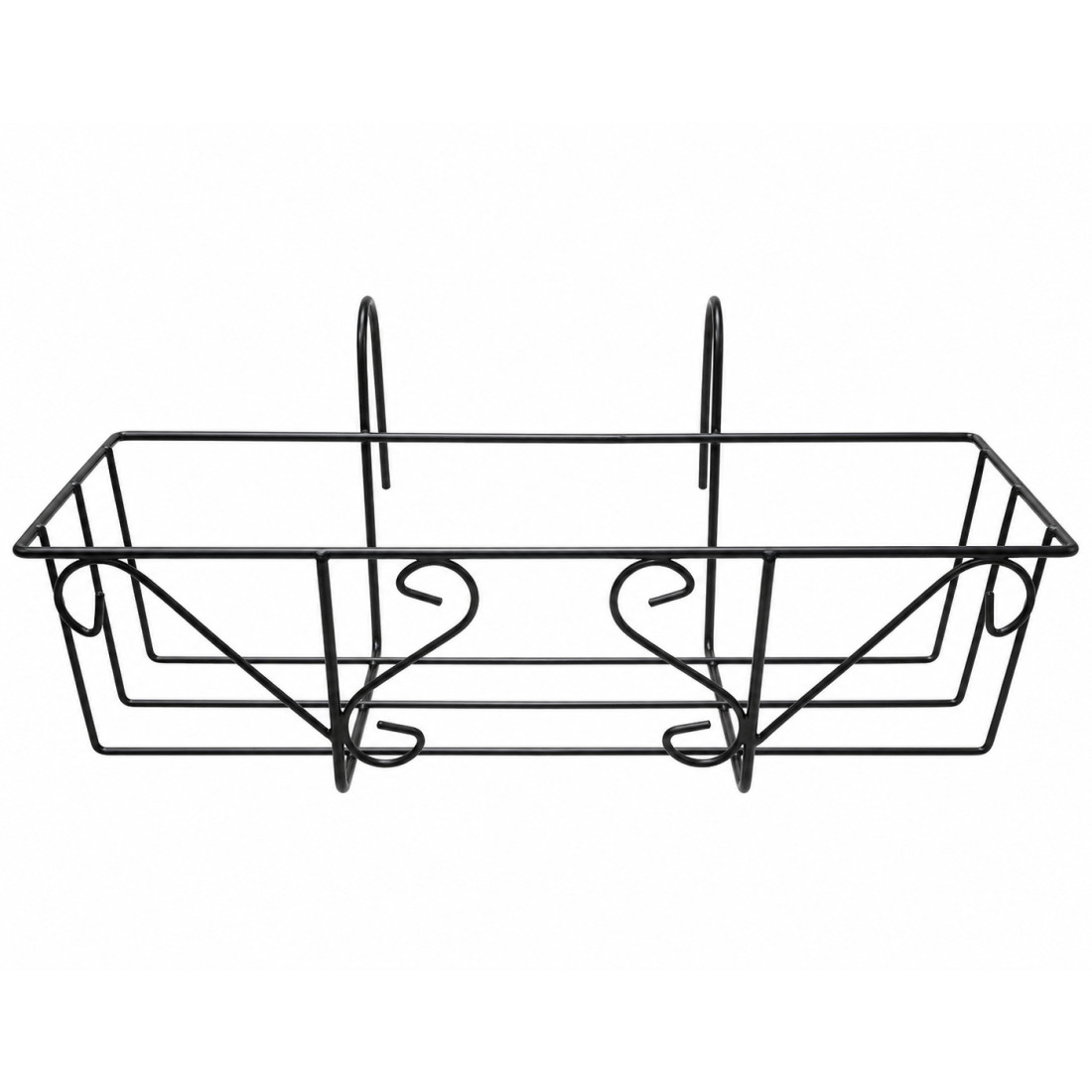 Suport jardiniera metalic cu agatatori, design elegant, negru