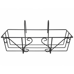 Suport jardiniera metalic cu agatatori, design elegant, negru