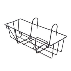 Suport jardiniera metalic cu agatatori, design elegant, negru