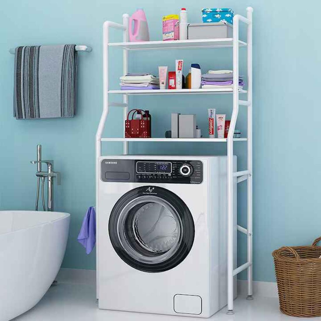 Suport cu 3 rafturi pentru masina de spalat