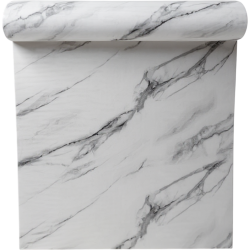 Tapet autoadeziv alb, design realist tip marmura, 60x300cm RAC-0033