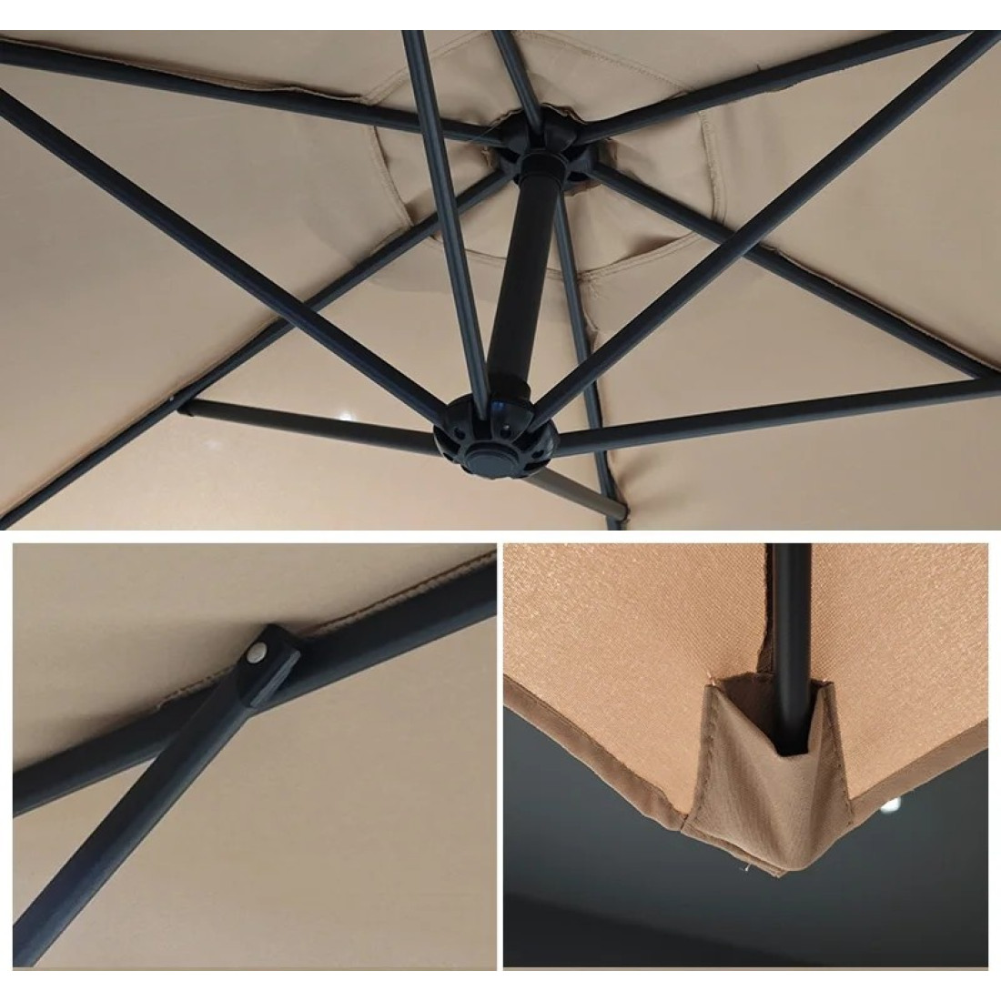 Umbrela de soare suspendata cu suport metalic, diametru mare, reglabila, protectie UV, pentru terasa si gradina