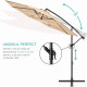 Umbrela de soare suspendata cu suport metalic, diametru mare, reglabila, protectie UV, pentru terasa si gradina