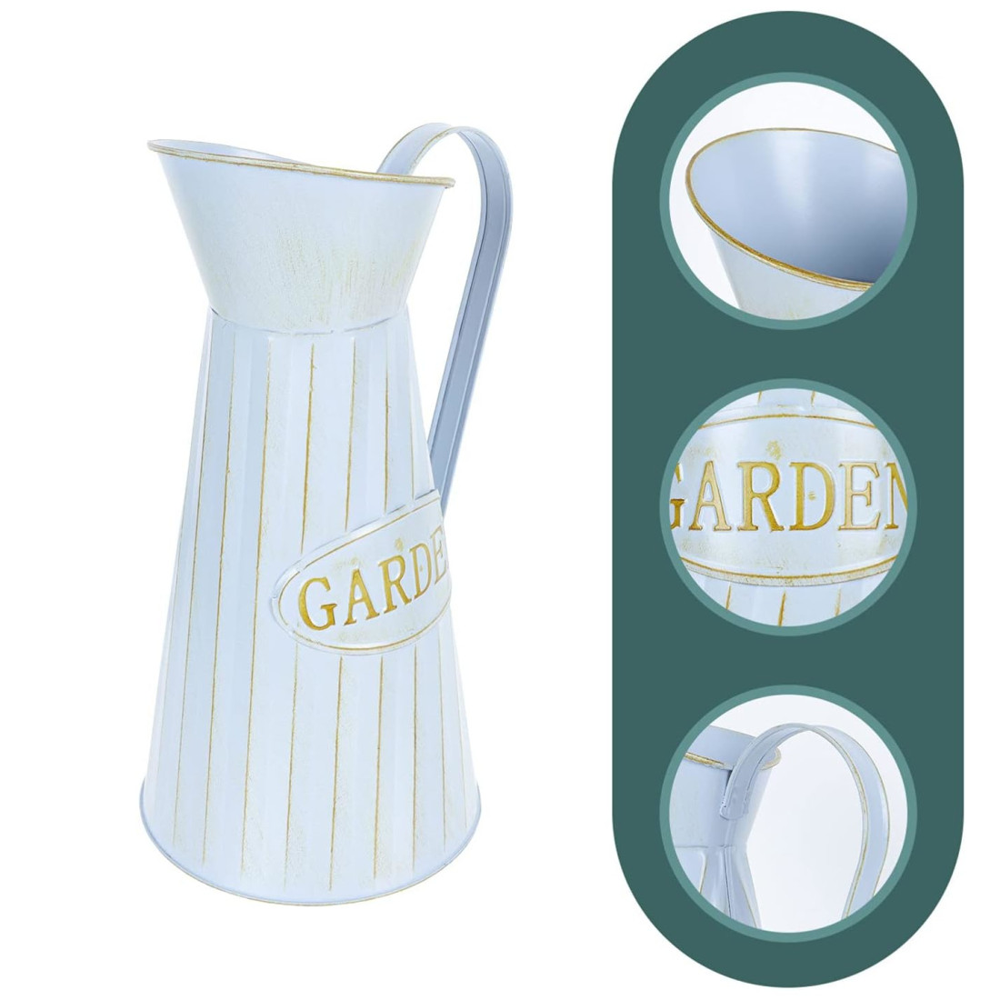 Vaza decorativa din metal, model stropitoare, design traditional rustic, 10 x 24 cm