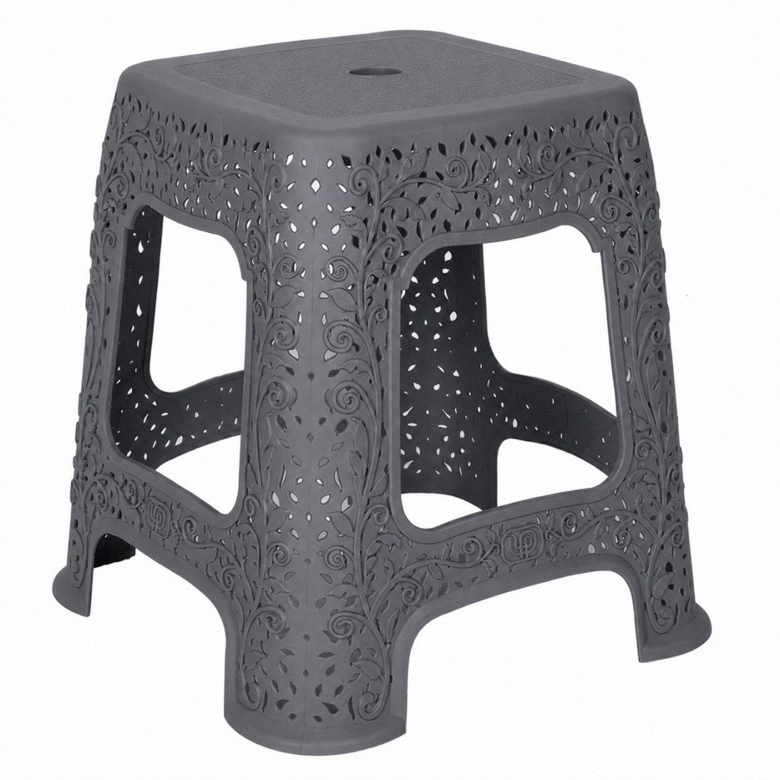 Taburet mic cu model, 27 x 27 x 36 cm, negru