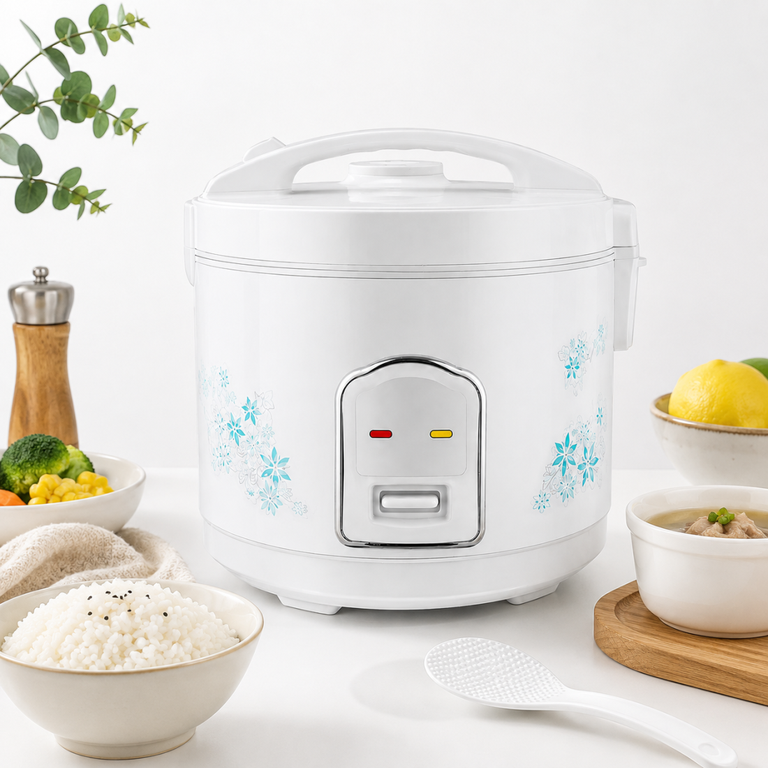 Aparat de gatit orez Rice Cooker 5L, 900W, vas antiaderent, functie mentinere la cald, accesorii incluse