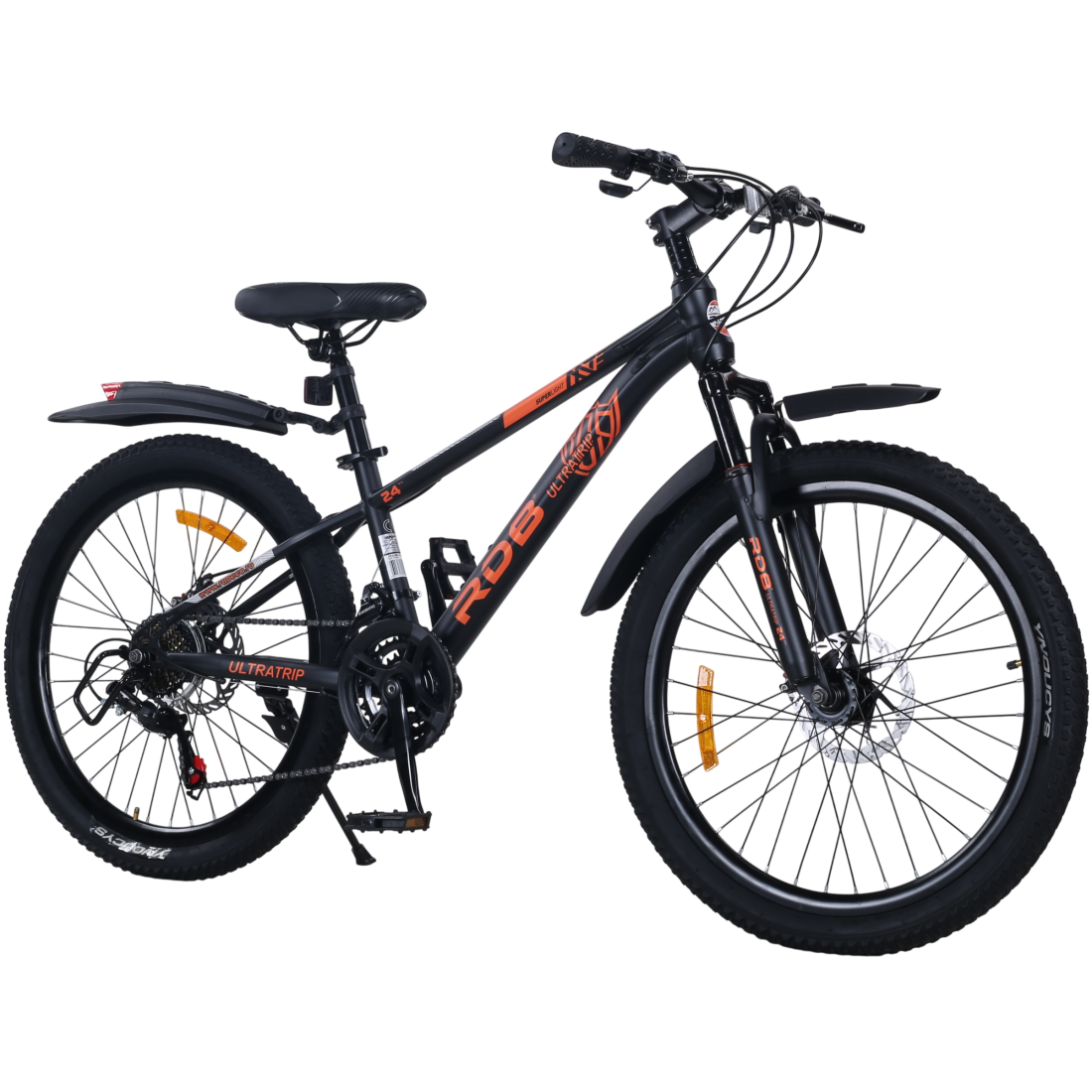 Bicicleta RDB BDF-TK300, roata 24 inch, negru cu portocaliu