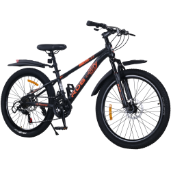 Bicicleta RDB BDF-TK300, roata 24 inch, negru cu portocaliu