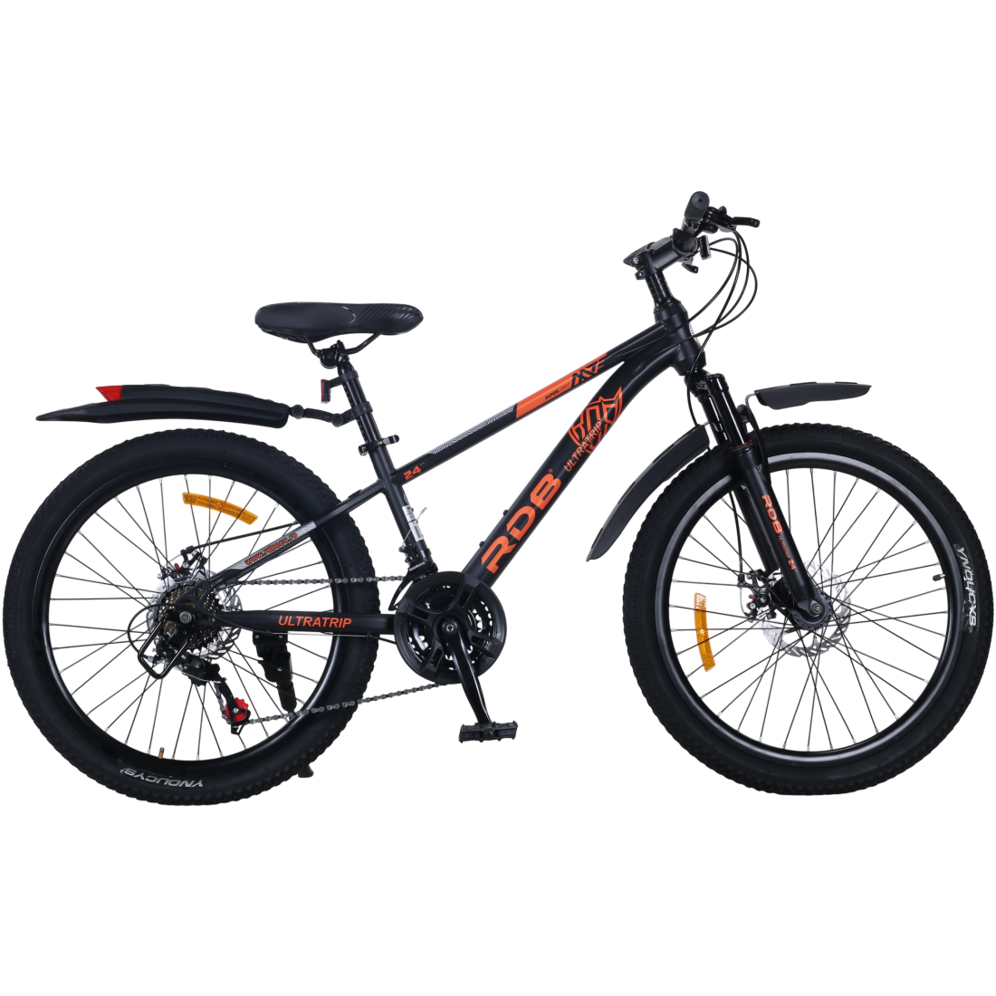 Bicicleta RDB BDF-TK300, roata 24 inch, negru cu portocaliu