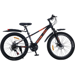 Bicicleta RDB BDF-TK300, roata 24 inch, negru cu portocaliu Bicicleta RDB BDF-TK300, roata 24 inch, negru cu portocaliu