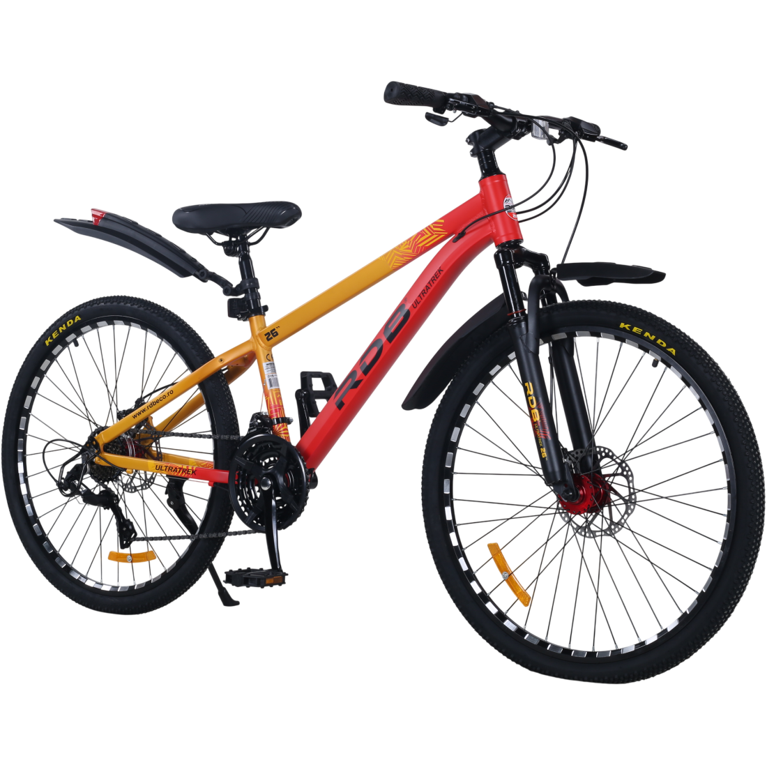 Bicicleta BDF-TZZ200, roata 26 inch, rosu cu galben