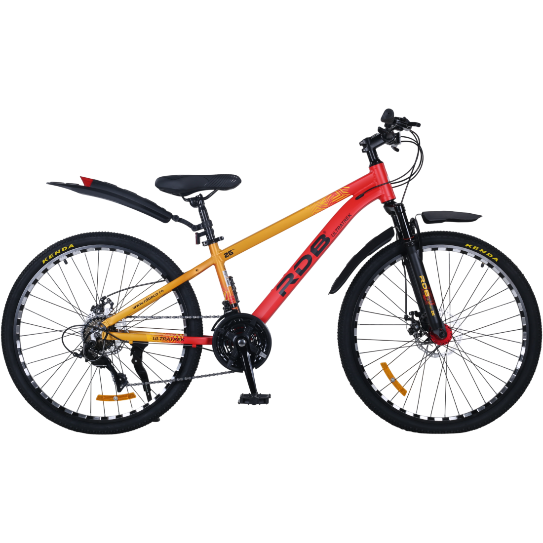 Bicicleta BDF-TZZ200, roata 26 inch, rosu cu galben