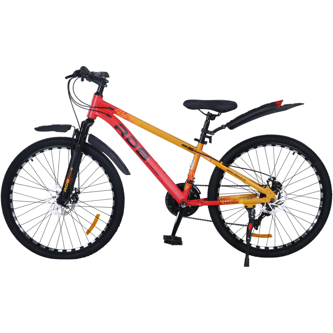 Bicicleta BDF-TZZ200, roata 26 inch, rosu cu galben