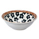 Bol ceramic decorativ alb cu model floral si margine maro, 18 cm diametru, 6 cm inaltime
