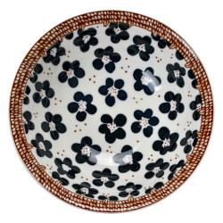 Bol ceramic decorativ alb cu model floral si margine maro, 18 cm diametru, 6 cm inaltime Bol ceramic decorativ alb cu model floral si margine maro, 18 cm diametru, 6 cm inaltime