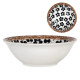 Bol ceramic decorativ alb cu model floral si margine maro, 18 cm diametru, 6 cm inaltime