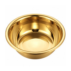 Lighean din inox cu finisaj auriu, 18 cm diametru, material gros, rotund, adanc, rezistent, durabil, usor de curatat, multifunctional, ideal pentru bucatarie si uz zilnic, calitate premium