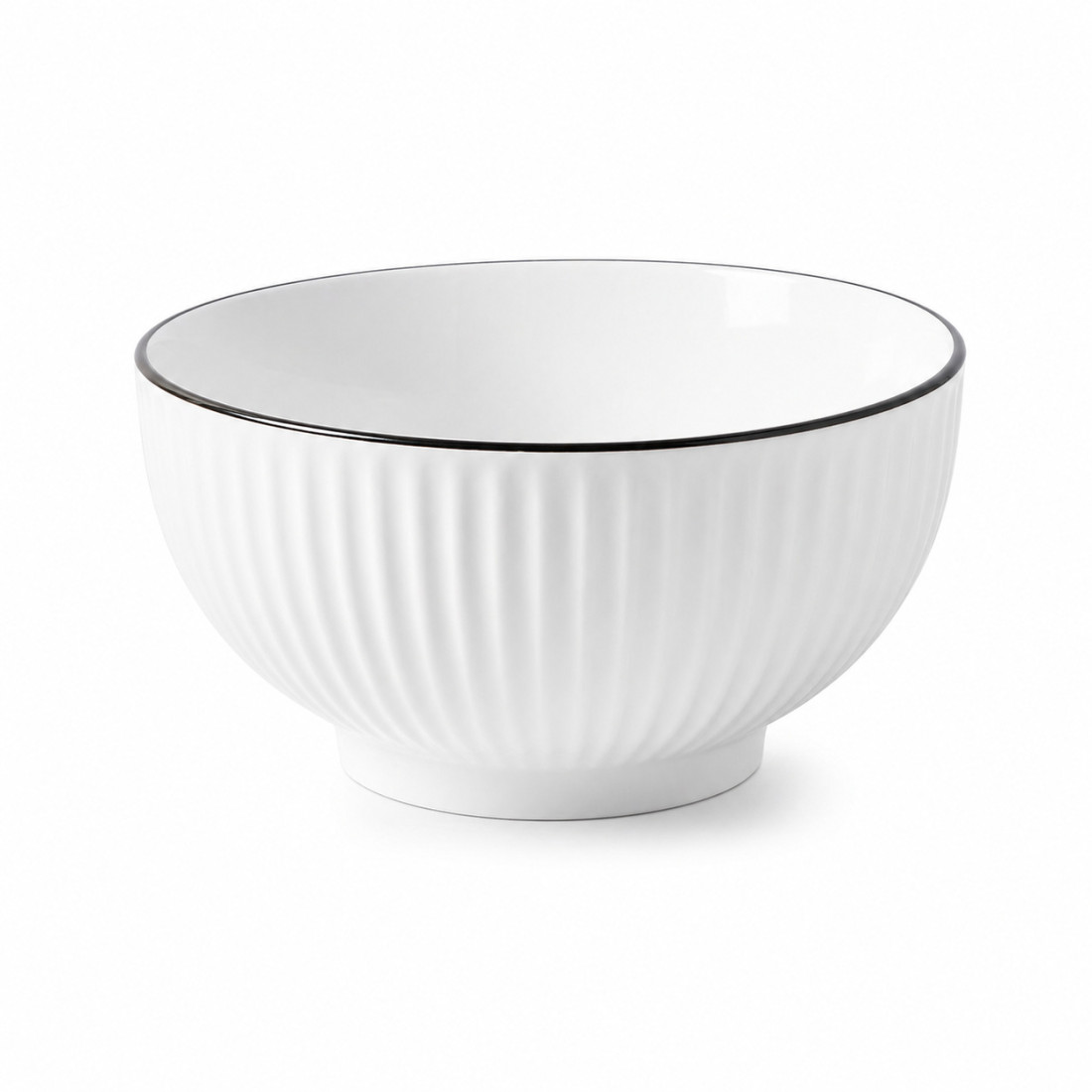 Bol ceramic elegant cu textura striata, 11 cm diametru, alb Bol ceramic elegant cu textura striata, 11 cm diametru, alb
