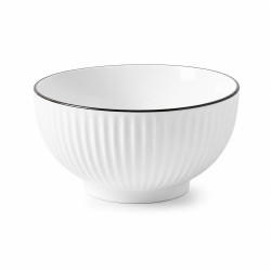 Bol ceramic elegant cu textura striata, 11 cm diametru, alb