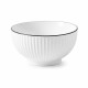 Bol ceramic elegant cu textura striata, 11 cm diametru, alb Bol ceramic elegant cu textura striata, 11 cm diametru, alb