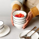 Bol ceramic elegant cu textura striata, 11 cm diametru, alb Bol ceramic elegant cu textura striata, 11 cm diametru, alb