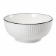 Bol ceramic elegant cu textura striata, 18 cm diametru, 9 cm inaltime, alb