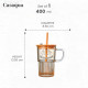 Cana din sticla cu capac etans, pai si maner, I AM PANDA, 400 ml Cana din sticla cu capac etans, pai si maner, I AM PANDA, 400 ml