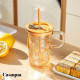 Cana din sticla cu capac etans, pai si maner, I AM PANDA, 400 ml Cana din sticla cu capac etans, pai si maner, I AM PANDA, 400 ml