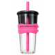 Pahar cu pai Happy Makers Cups, 800 ml, din sticla, capac ermetic, banda din silicon, pentru bauturi calde si reci Pahar cu pai Happy Makers Cups, 800 ml, din sticla, capac ermetic, banda din silicon, pentru bauturi calde si reci