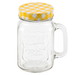 Cana din sticla pentru limonada, cu capac, 350 ml, galben