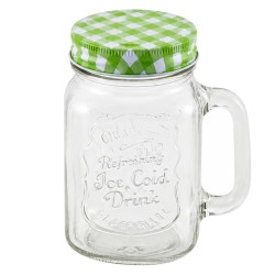 Cana din sticla pentru limonada, cu capac, 350 ml, verde