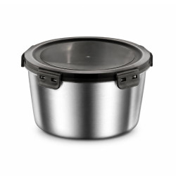 Caserola alimentara din inox 1L, cu capac ermetic si cleme de inchidere, pentru mancare si depozitare, dimensiuni 15 x 7 cm