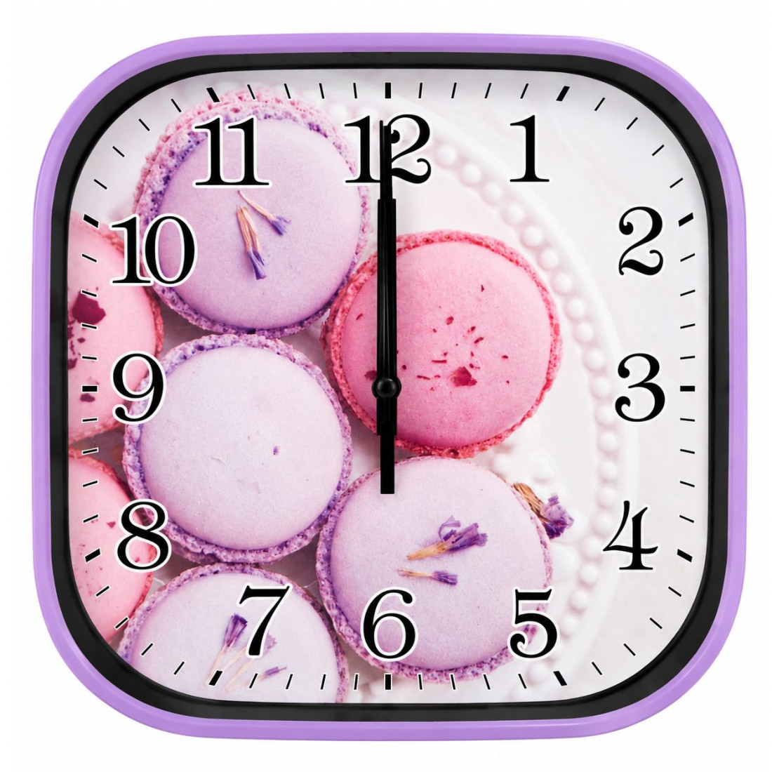 Ceas de perete 22 cm, model decorativ cu deserturi, violet