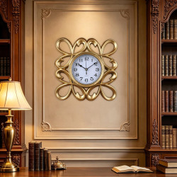 Ceas de perete decorativ 25 cm cu rama ornamentala, design elegant, auriu Ceas de perete decorativ 25 cm cu rama ornamentala, design elegant, auriu