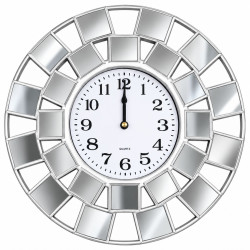 Ceas de perete decorativ cu oglinzi, design modern si elegant, argintiu Ceas de perete decorativ cu oglinzi, design modern si elegant, argintiu
