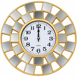 Ceas de perete decorativ cu oglinzi, design modern si elegant, auriu Ceas de perete decorativ cu oglinzi, design modern si elegant, auriu