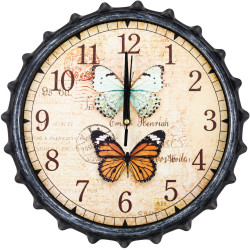 Ceas de perete decorativ 33 cm cu fluturi, design vintage, negru Ceas de perete decorativ 33 cm cu fluturi, design vintage, negru