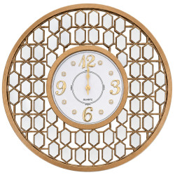 Ceas de perete 46 cm cu oglinzi, design geometric elegant, auriu