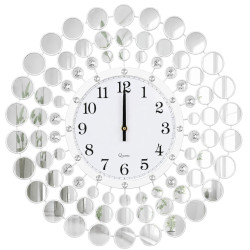 Ceas de perete 46 cm cu oglinzi, design elegant cu cercuri, alb