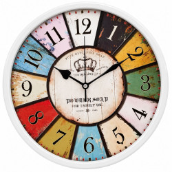 Ceas de perete decorativ vintage 30 cm cu cifre mari, alb Ceas de perete decorativ vintage 30 cm cu cifre mari, alb