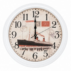 Ceas de perete, cifre mari, design vintage cu vapor, alb