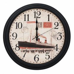 Ceas de perete, cifre mari, design vintage cu vapor, negru