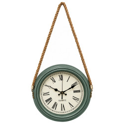 Ceas de perete decorativ cu franghie, cadran cu cifre romane, verde Ceas de perete decorativ cu franghie, cadran cu cifre romane, verde