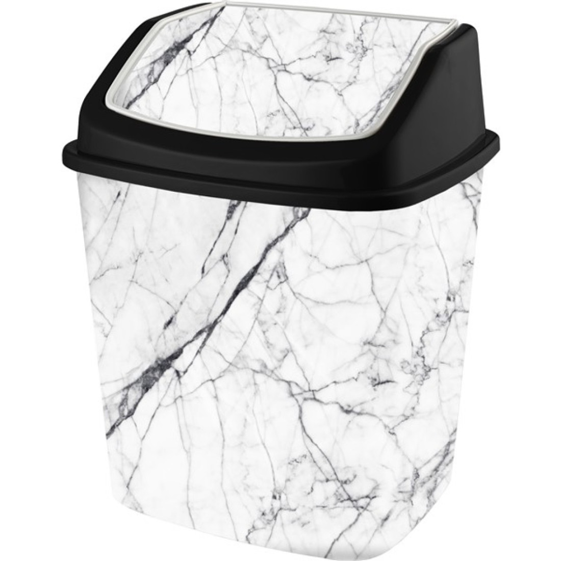 Cos de gunoi cu capac, 5L, 23 x 18 x 28 cm, alb