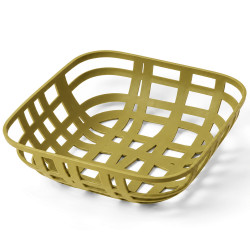 Cos organizator din plastic, 23 x 23 x 7.5 cm, design aerisit, pentru depozitare si organizare