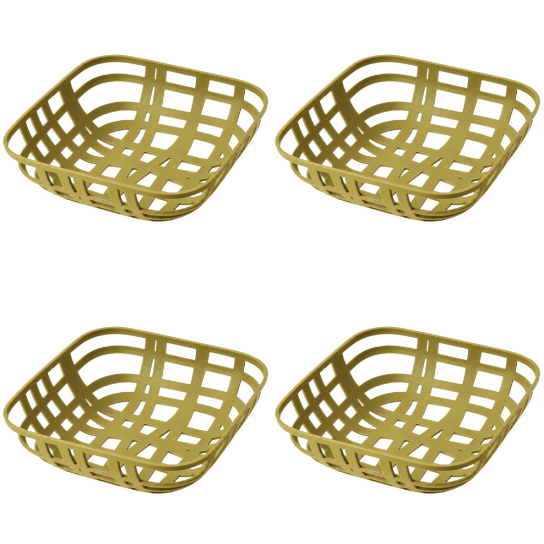 Cos organizator din plastic, 23 x 23 x 7.5 cm, design aerisit, pentru depozitare si organizare