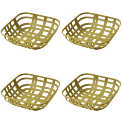 Cos organizator din plastic, 23 x 23 x 7.5 cm, design aerisit, pentru depozitare si organizare
