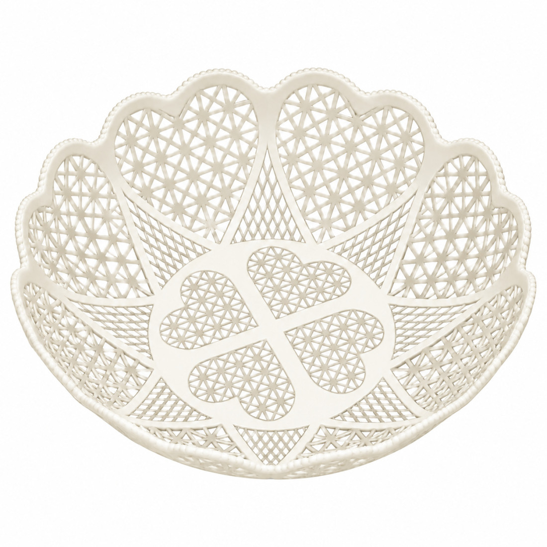Cos pentru paine si fructe, model decorativ cu inimioare, plastic, diametru 25 cm, inaltime 7 cm Cos pentru paine si fructe, model decorativ cu inimioare, plastic, diametru 25 cm, inaltime 7 cm