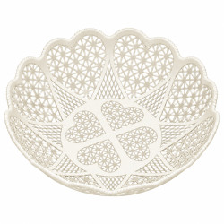 Cos pentru paine si fructe, model decorativ cu inimioare, plastic, diametru 25 cm, inaltime 7 cm